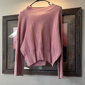 Pink Ribbed Women's Sweater Set